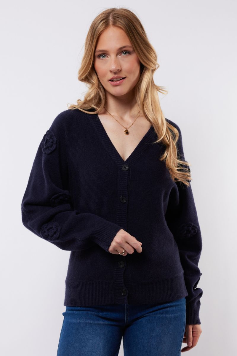 C&S The Label Chloe Knit Cardigan Midnight Blue