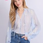 C&S The Label Lyra Blouse Blue Mist