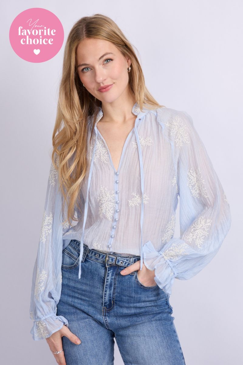 C&S The Label Lyra Blouse Blue Mist