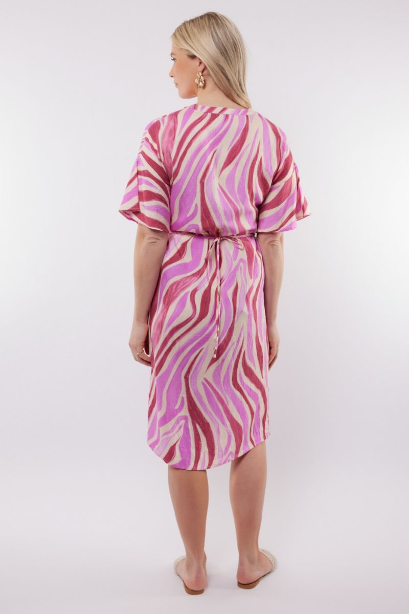 C&S The Label Puerto Rico Dress Offwhite/Super Pink - Afbeelding 5
