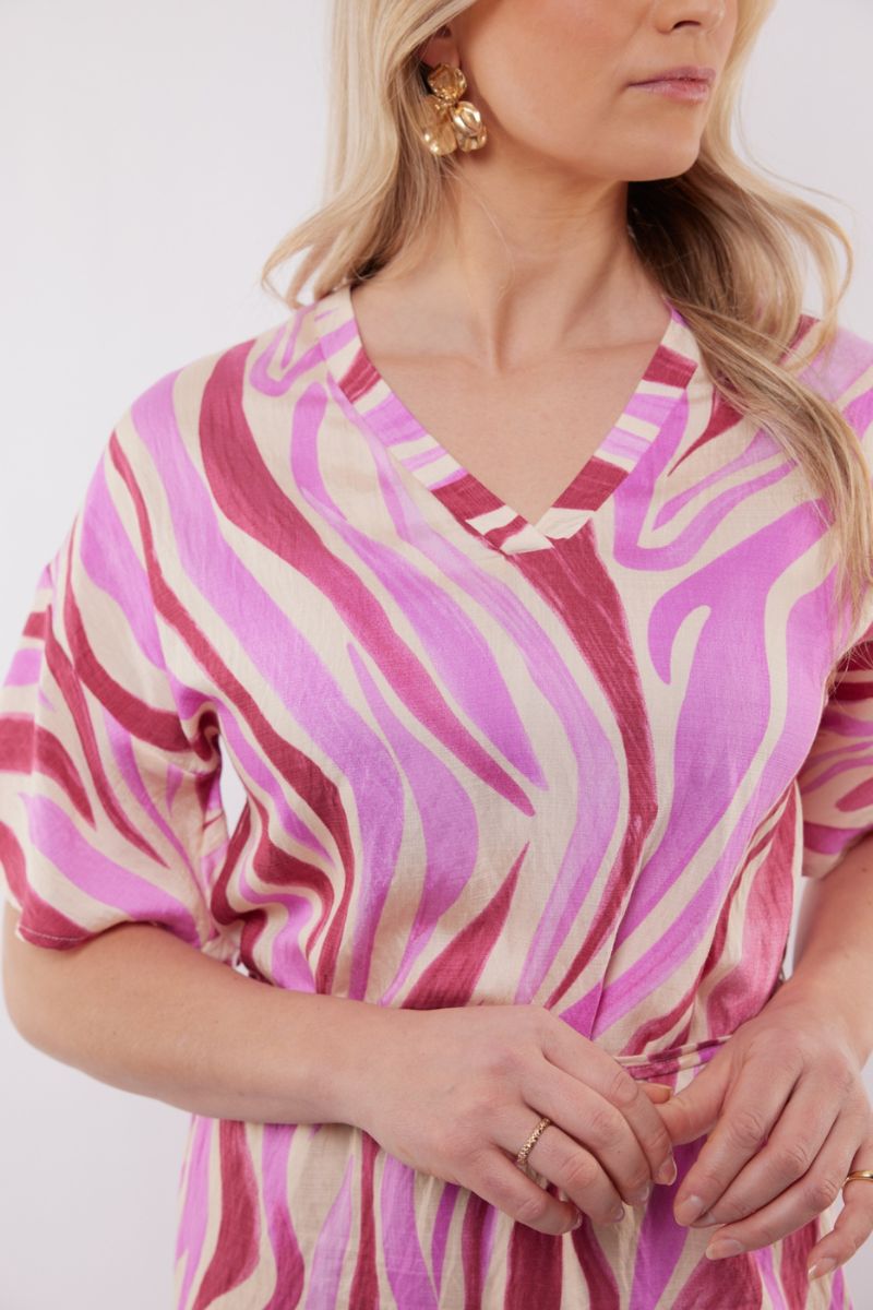 C&S The Label Puerto Rico Dress Offwhite/Super Pink - Afbeelding 6