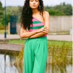 Fluresk Fawn Top PU Groen/Fel roze