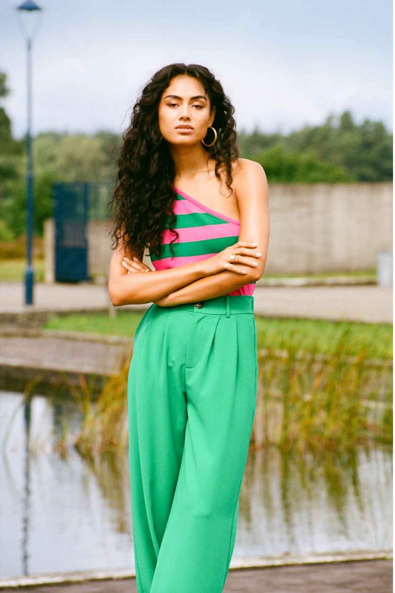 Fluresk Fawn Top PU Groen/Fel roze