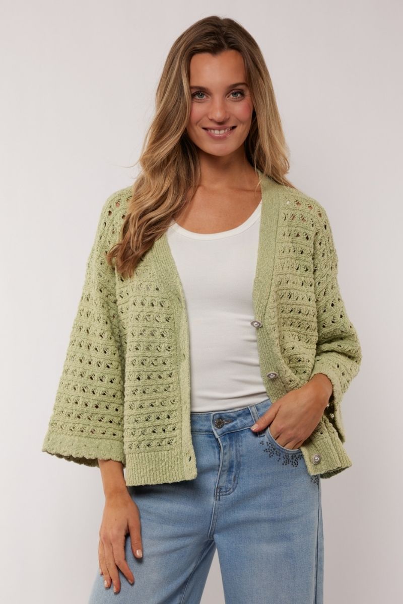 G-maxx Aliya Knitting Cardigan Light Moss