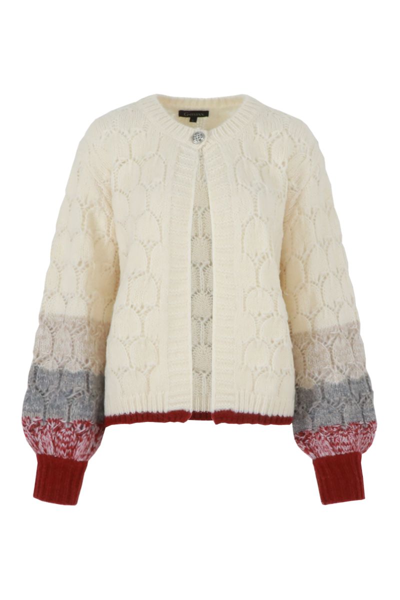 G-maxx Mina Cardigan Sand/Mauve Wine