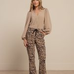 Studio Anneloes Flair Drawstring Block Trousers Latte/Dark Blue