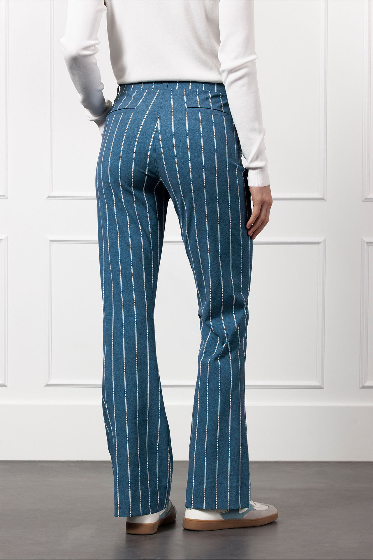 Studio Anneloes Flair Pinstripe Trousers Denim Blue/Offwhite - Afbeelding 5