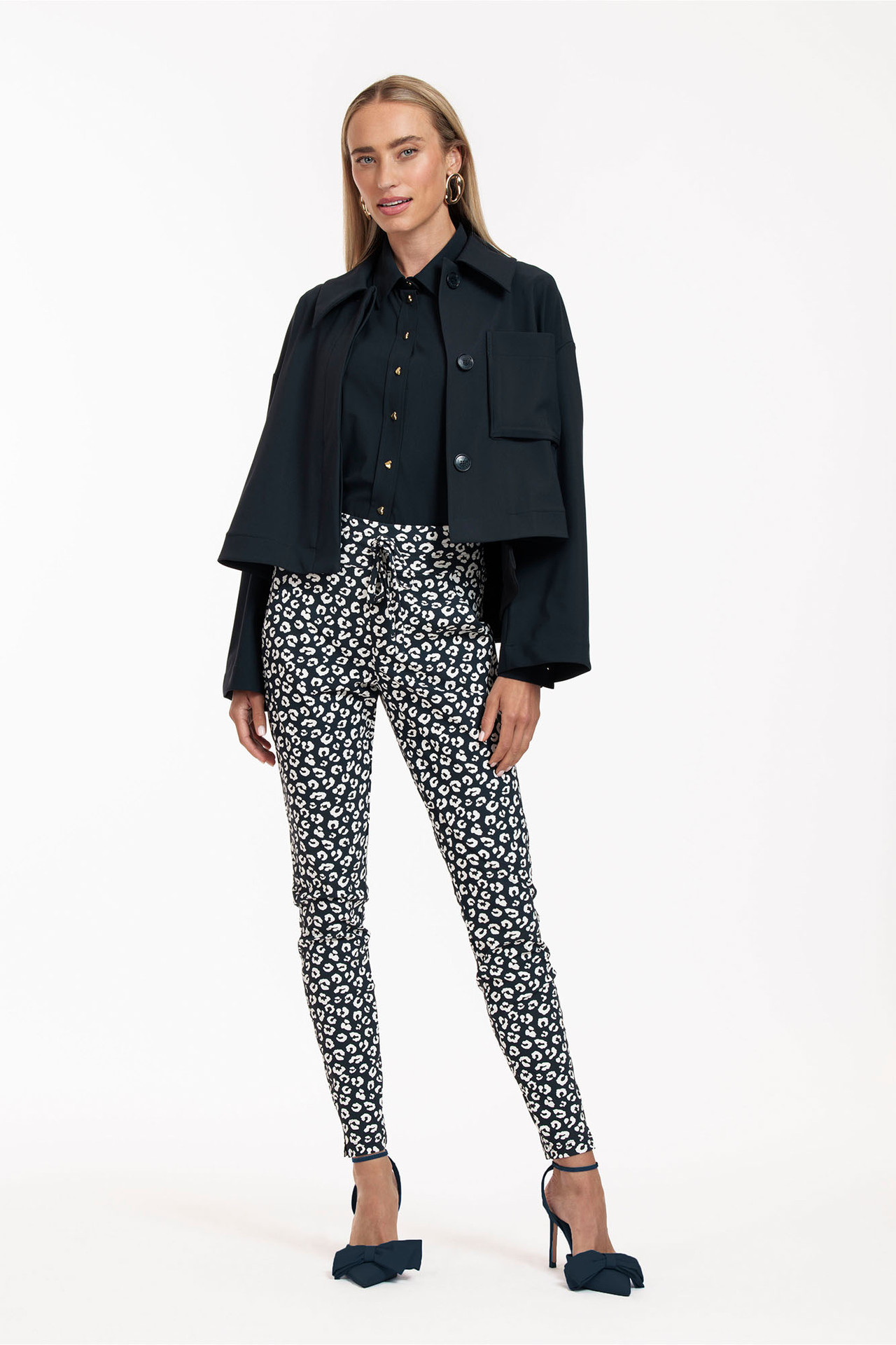 Studio Anneloes Stairdown Leopard Trousers Dark blue/Kit