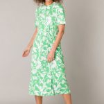 Yest Gloria Jurk Bright green/Offwhite