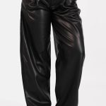 Baggy balloon pants imitatieleer zwart