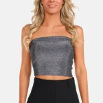 Bandeau top glitter zilver