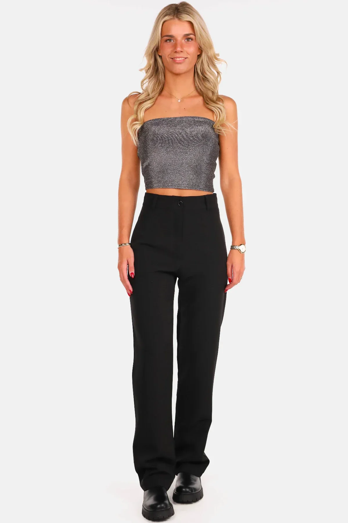 Bandeau top glitter zilver - Afbeelding 4