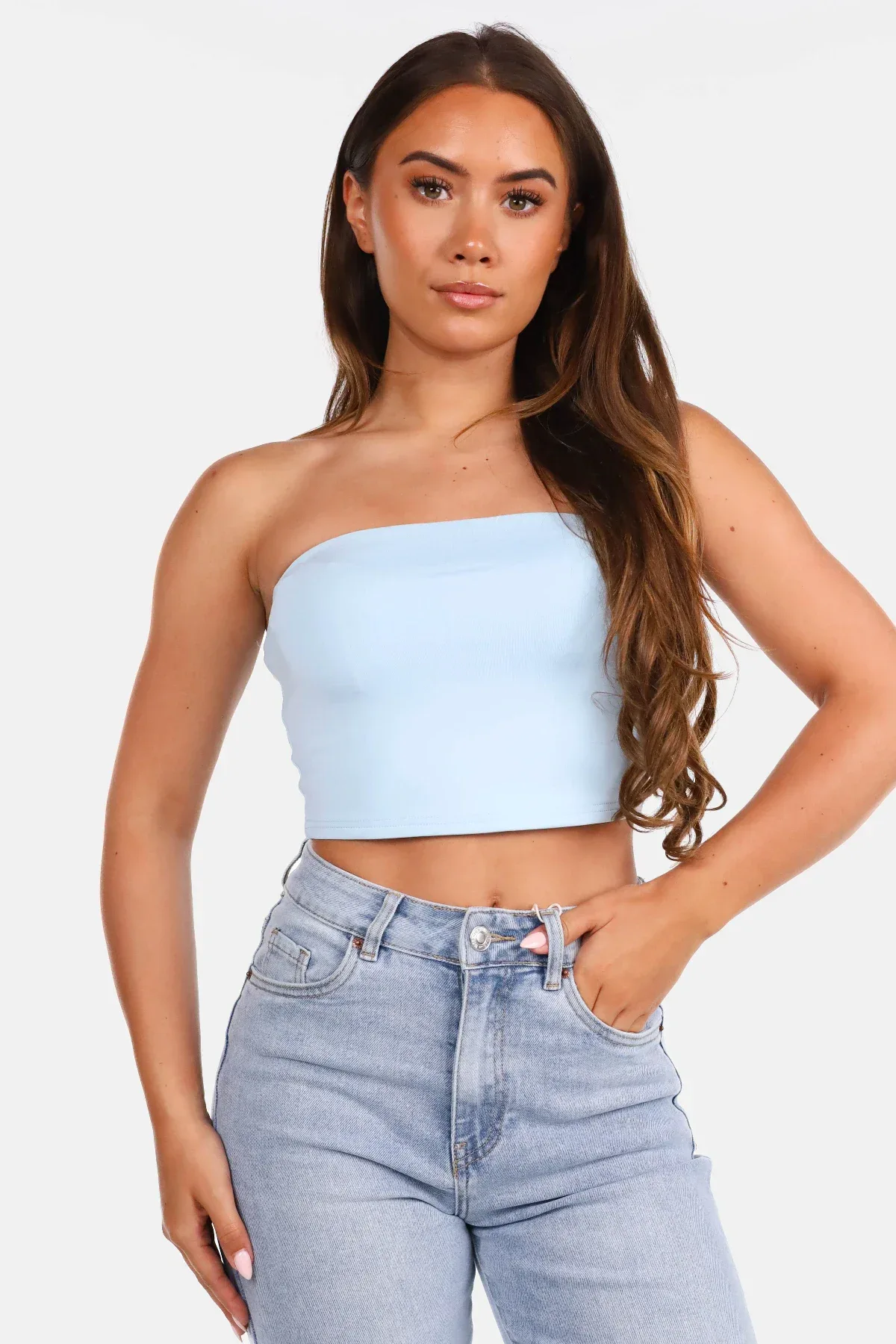 Bandeau top travel lichtblauw