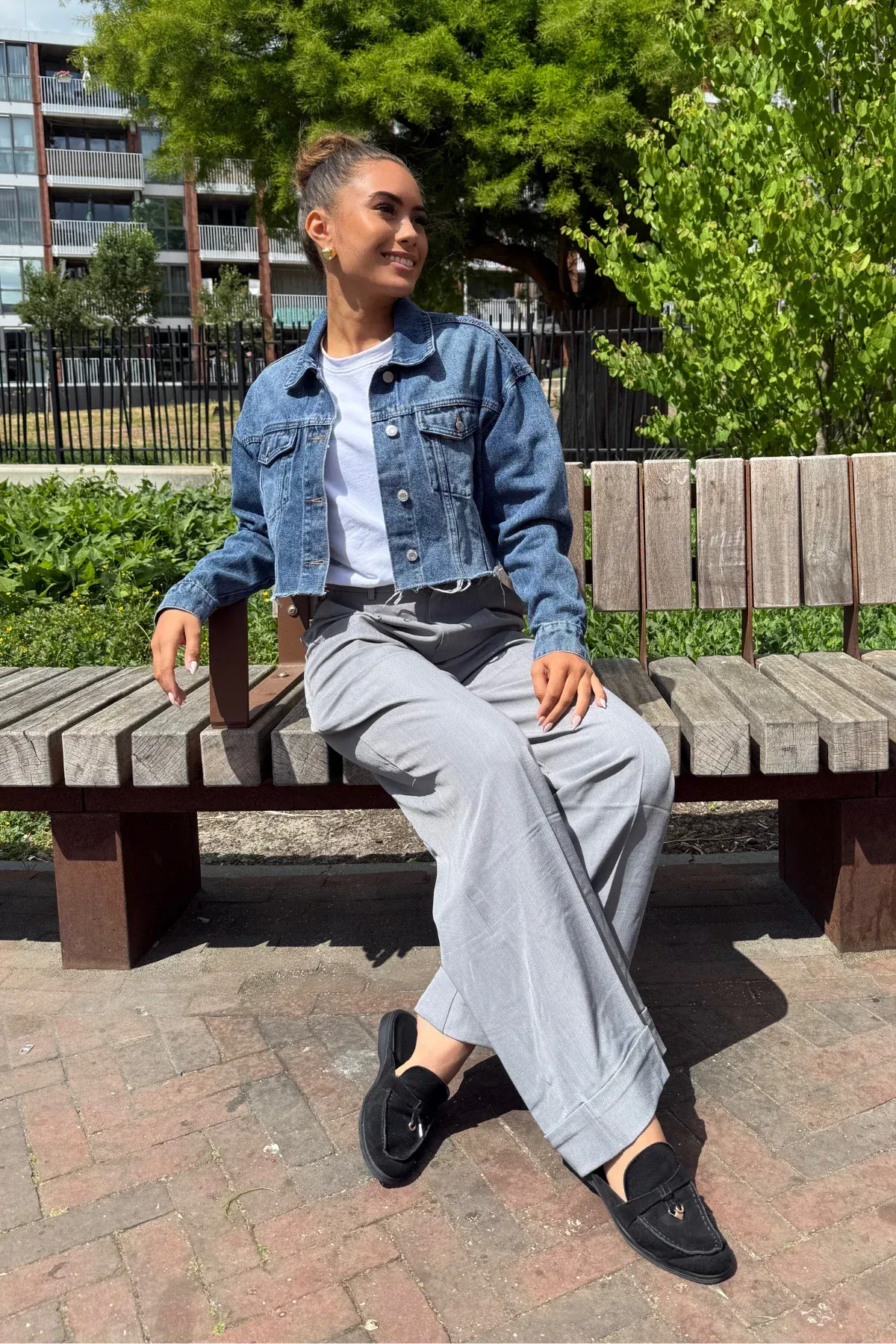 Bandplooibroek klassiek design lichtgrijs - Afbeelding 3