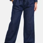 Bandplooibroek met strikdetail donkerblauw