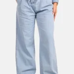 Bandplooibroek met strikdetail lichtblauw