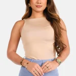 Basic body ronde hals beige