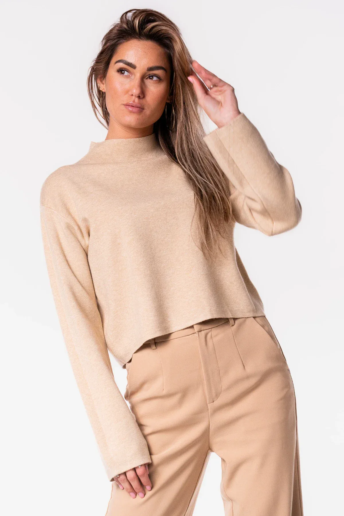 Basic cropped trui beige