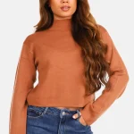 Basic cropped trui camel