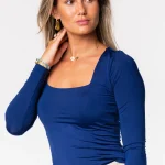 Basic shirt vierkante hals donkerblauw