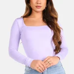 Basic shirt vierkante hals lila