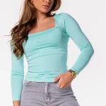 Basic shirt vierkante hals mint