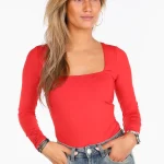 Basic shirt vierkante hals rood