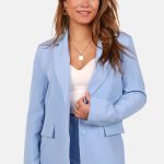 Blazer met knoopsluiting en rechte fit lichtblauw
