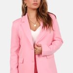 Blazer met knoopsluiting en rechte fit lichtroze