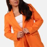 Blazer met knoopsluiting en rechte fit oranje