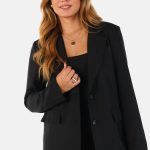 Blazer met knoopsluiting en rechte fit zwart