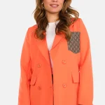 Blazer met patroon op borstzakje oranje