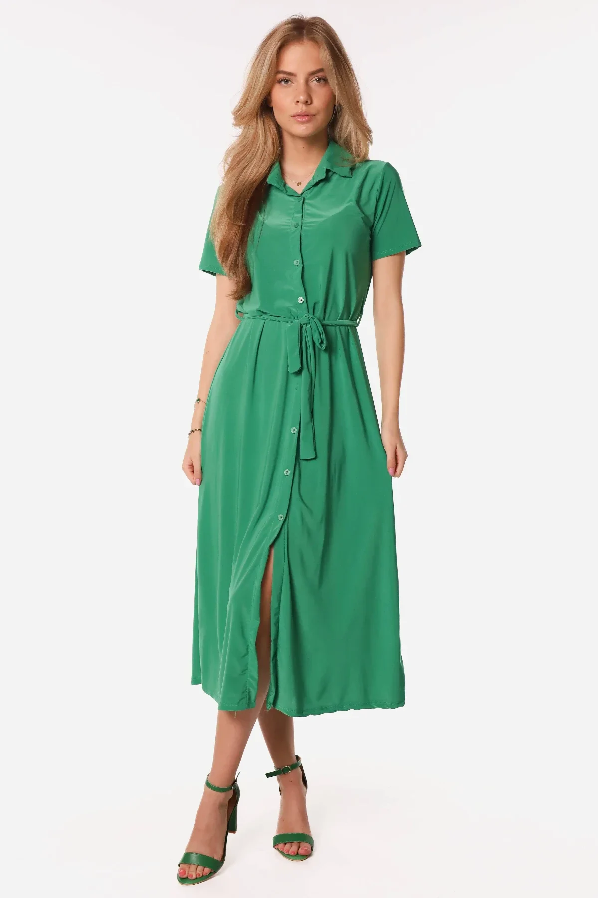 Blousejurk travel korte mouw groen