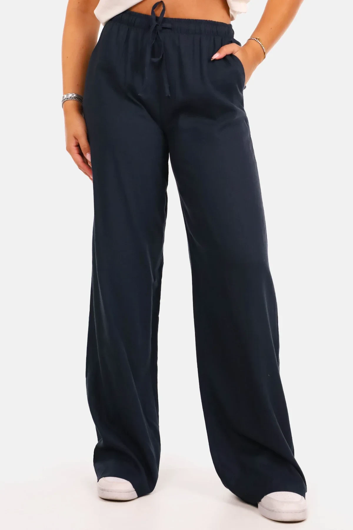 Broek linnen donkerblauw