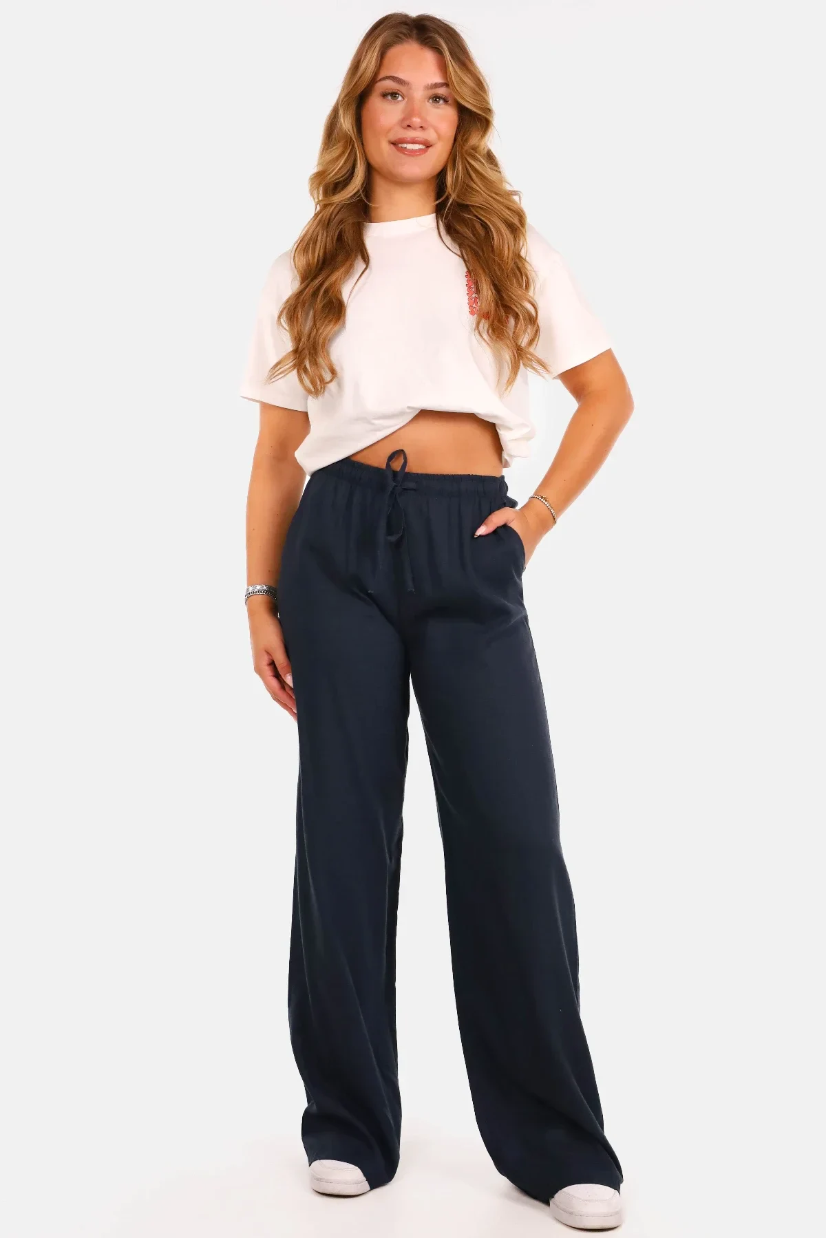 Broek linnen donkerblauw - Afbeelding 4