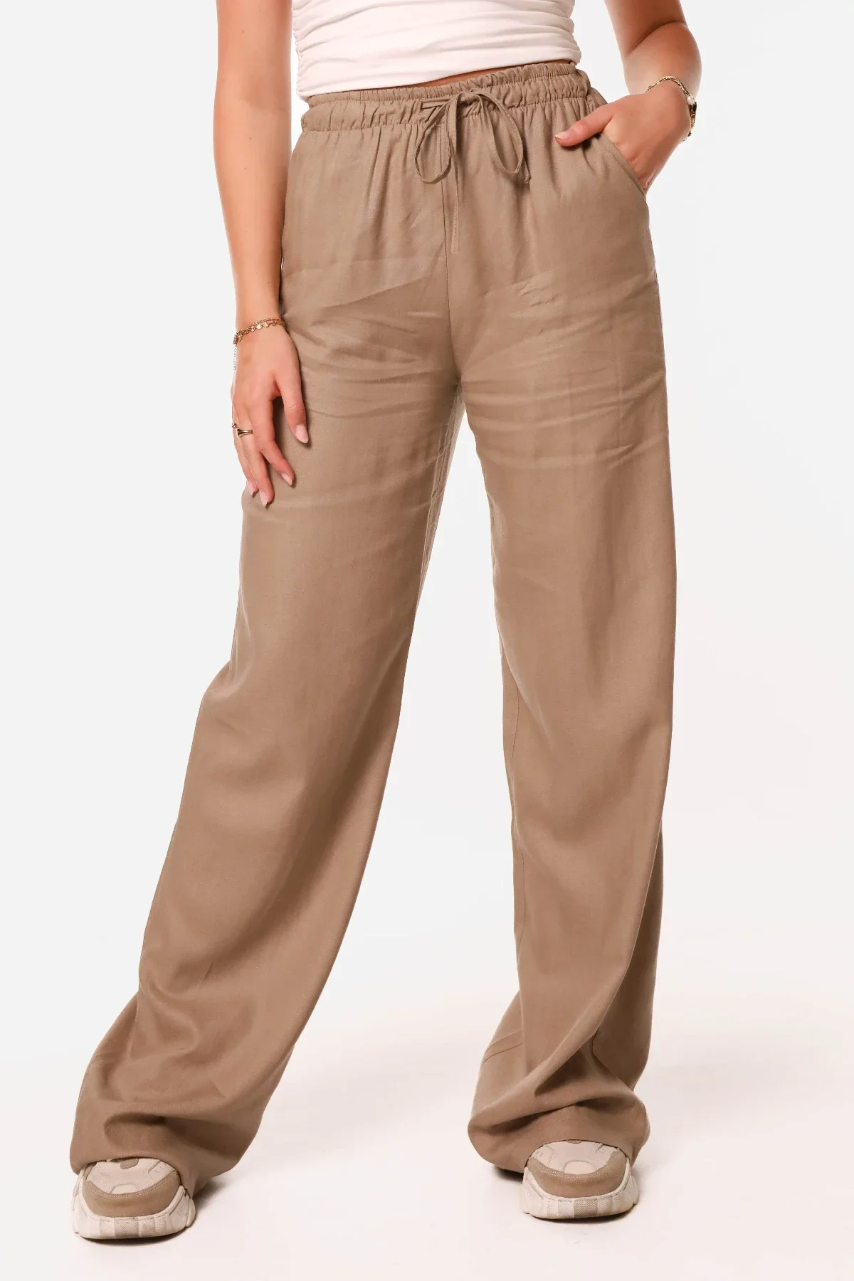 Broek linnen taupe