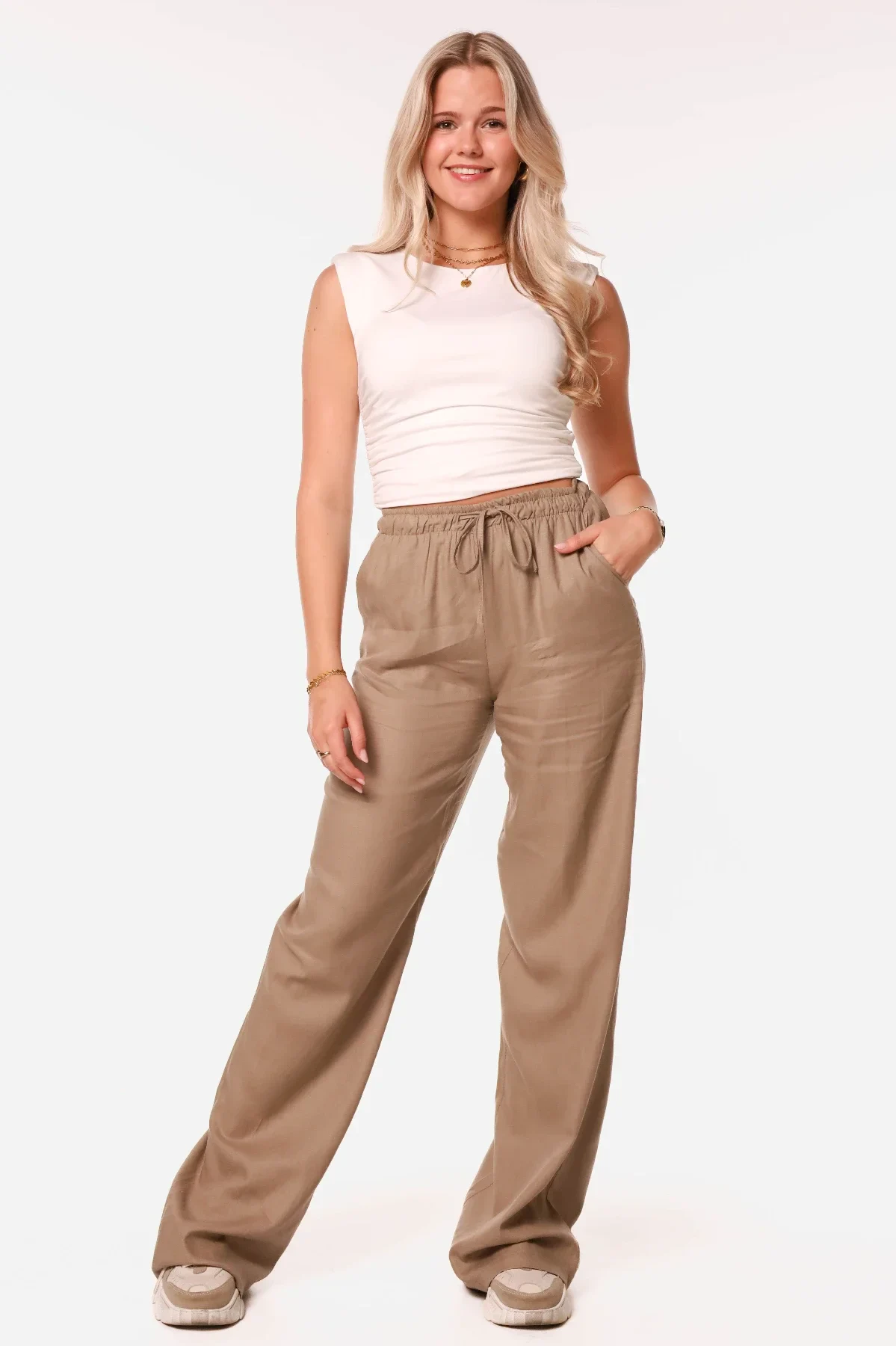 Broek linnen taupe - Afbeelding 3