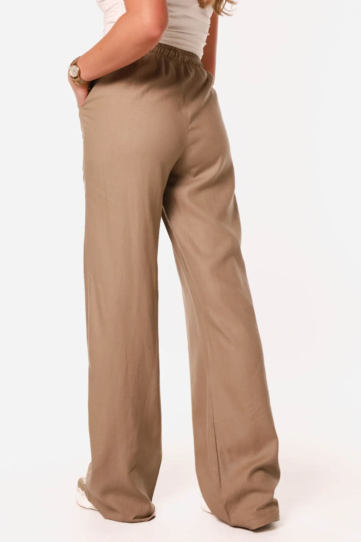 Broek linnen taupe - Afbeelding 4