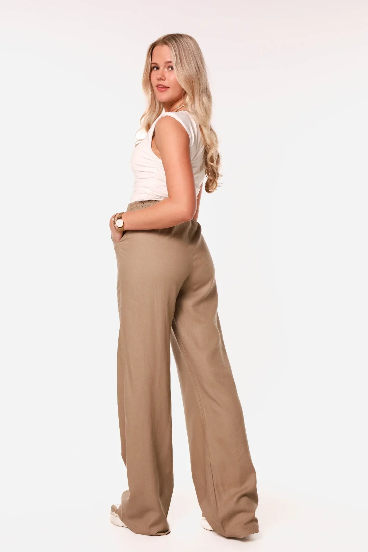 Broek linnen taupe - Afbeelding 5