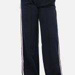 Losvallende pantalon met strepen donkerblauw