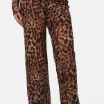Broek met wijde pijpen en elastische taille leopard