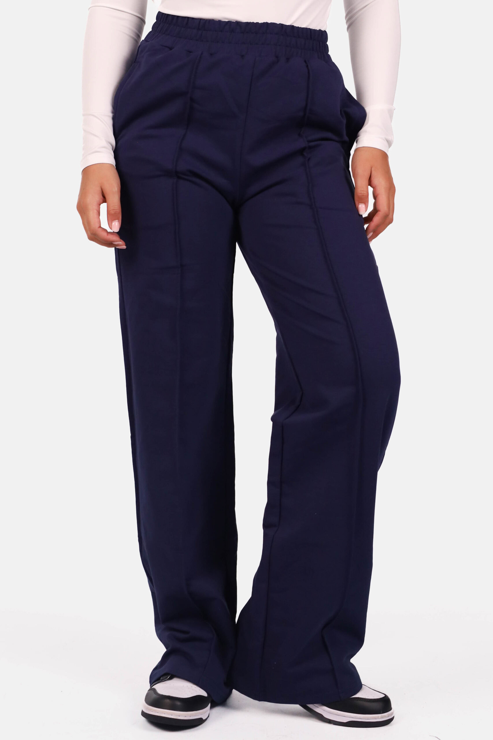 Broek wide leg casual donkerblauw