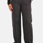 Broek wide leg casual donkergrijs