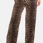 Broek wide leg casual leopard