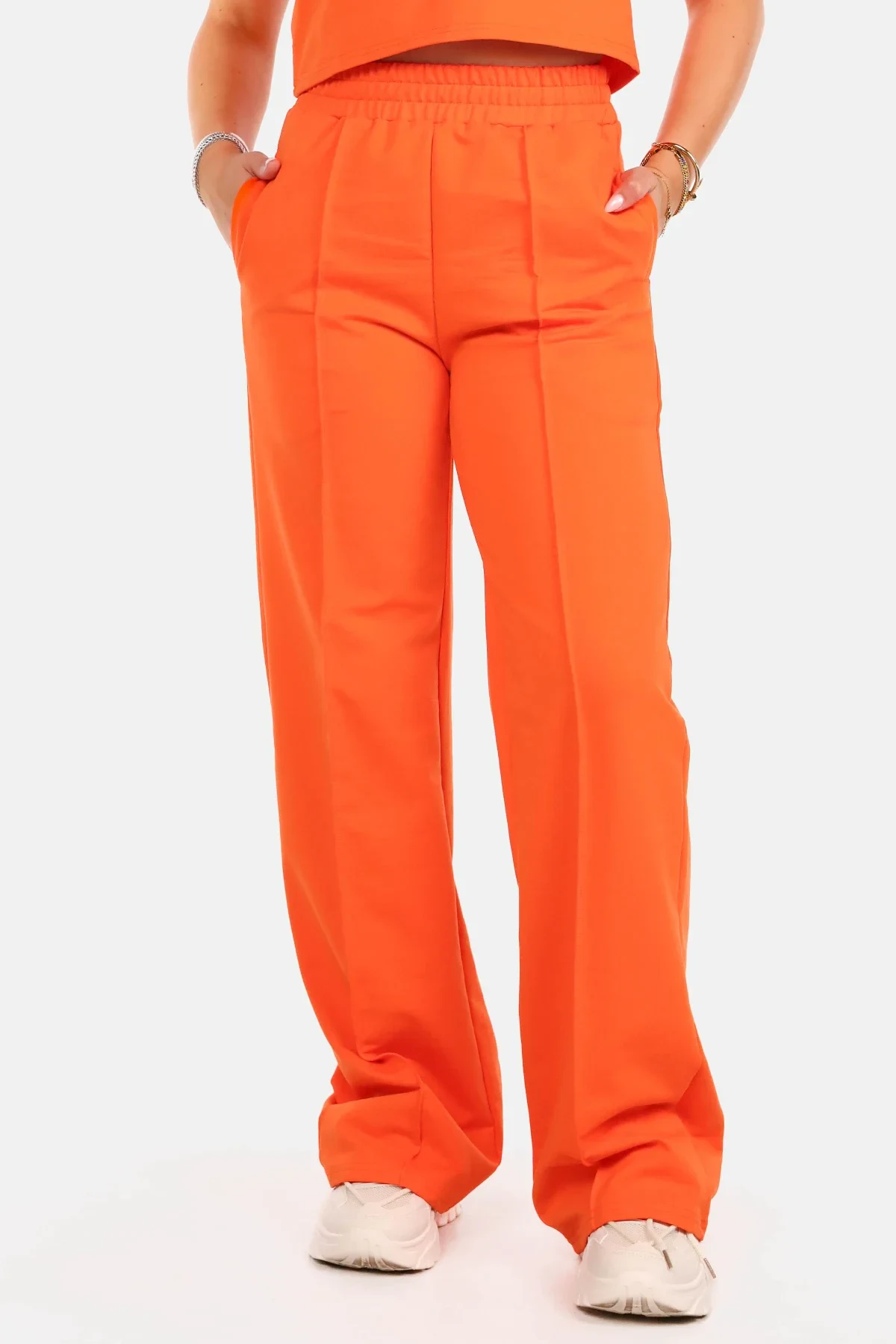 Broek wide leg casual oranje