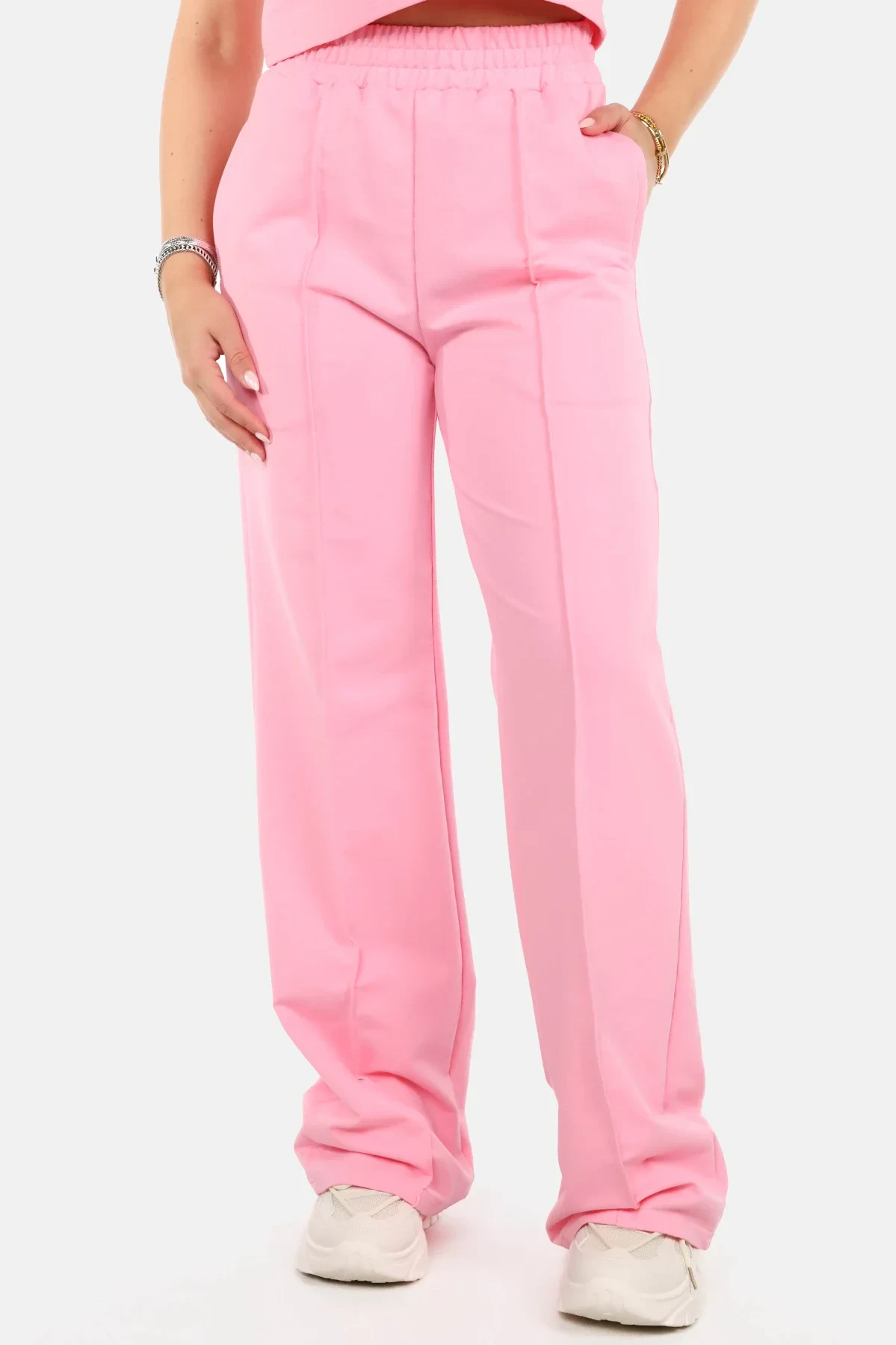 Broek wide leg casual roze