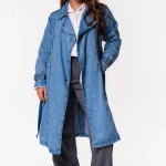 Denim trenchcoat knopen blauw