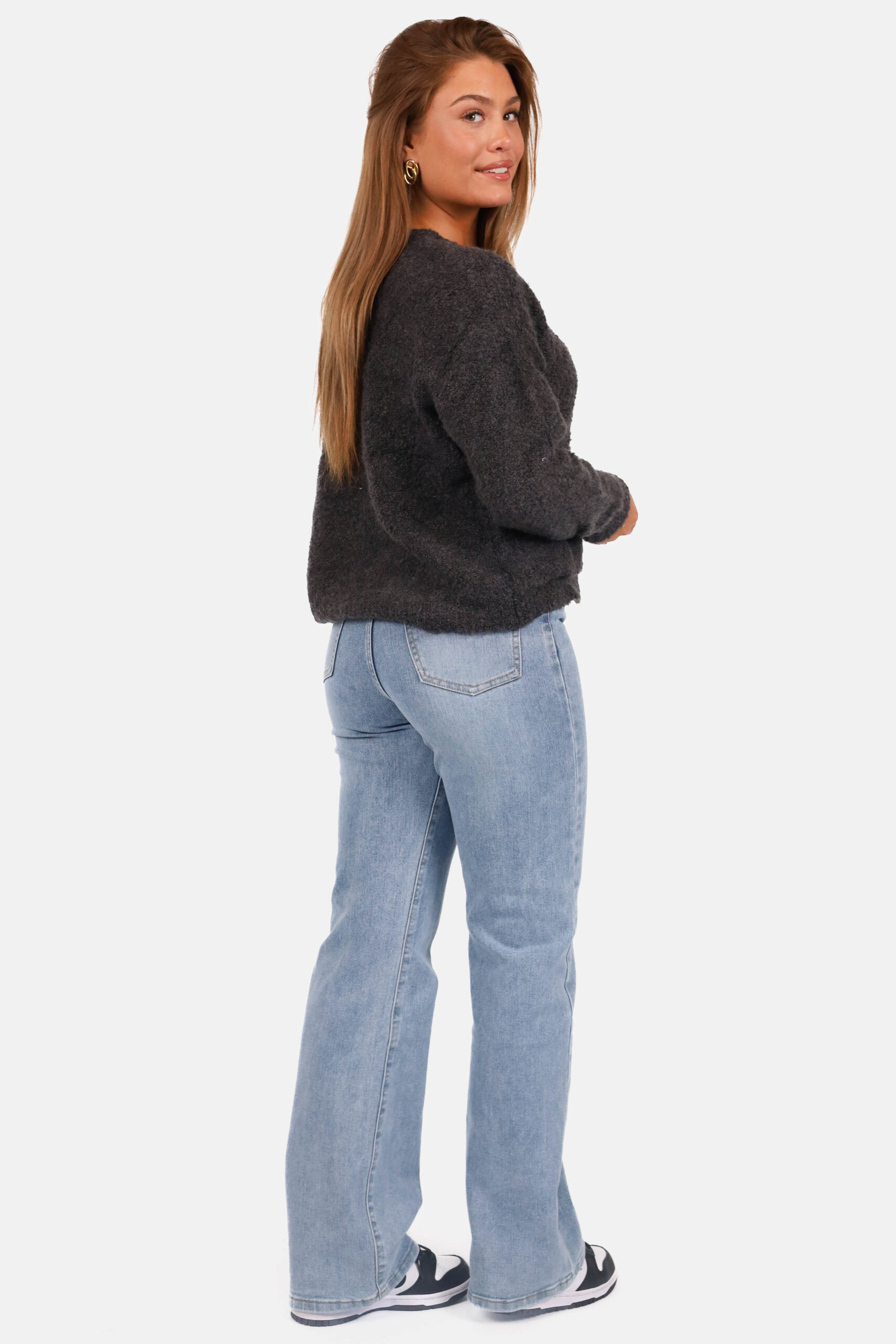 Gebreid vest wolblend met patchdetail grijs - Afbeelding 5