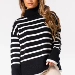Gebreide coltrui gestreept zwart