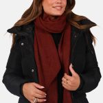 Gebreide sjaal wolblend lang model bordeaux